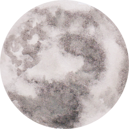 Hand-Painted Watercolor Space Galaxy Gray Moon